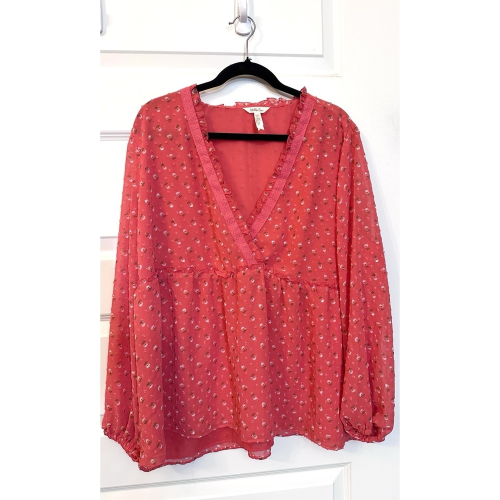 Matilda Jane WOMENS XXL Must  Be Love Vneck Lets Go Together Boho Blouse Top